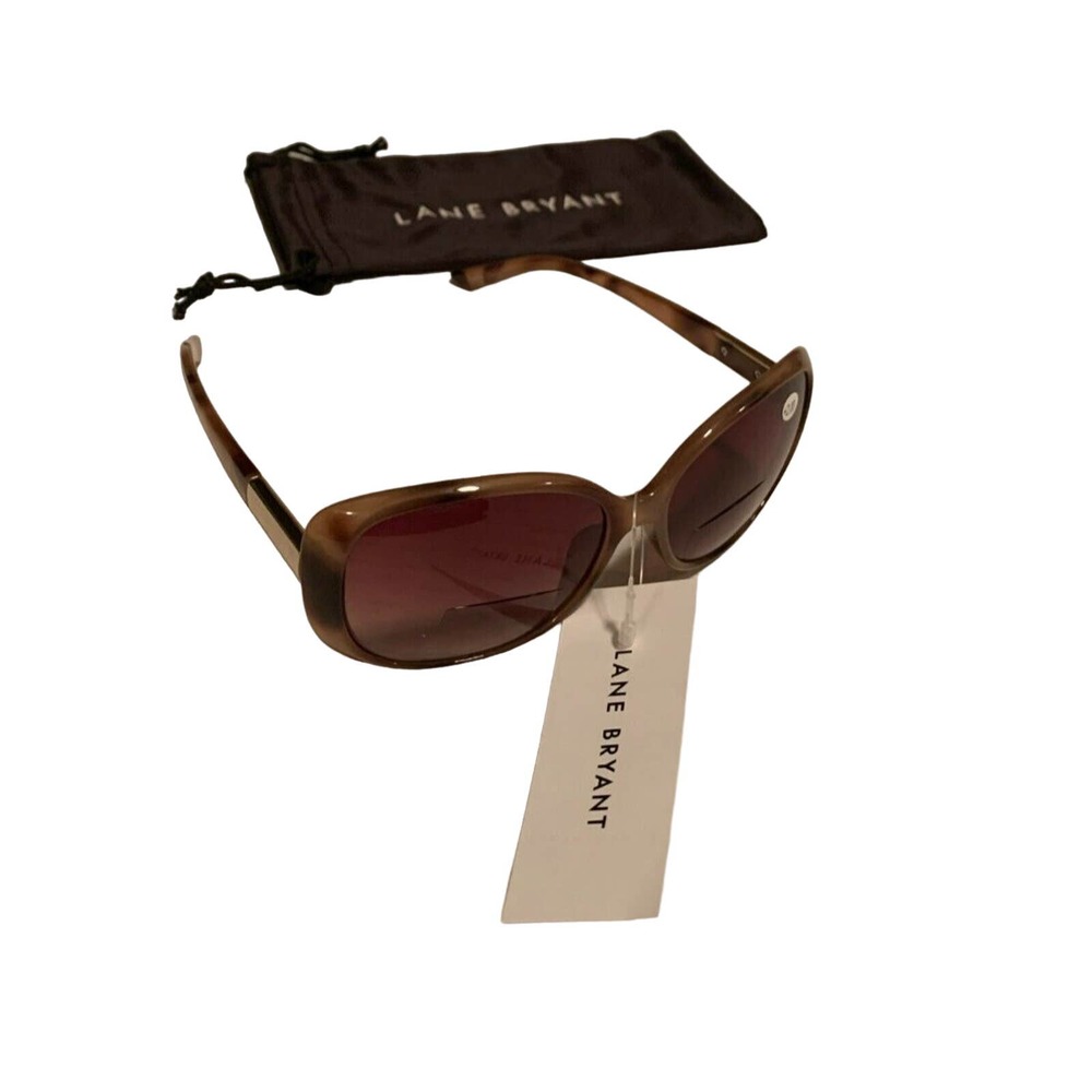LANE BRYANT Rounded Tint Reader Sunglasses +2.00 magnification NATURAL TORTOISE